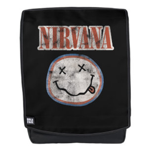 Sac à dos souriant blanc de nirvana et bleu rouge