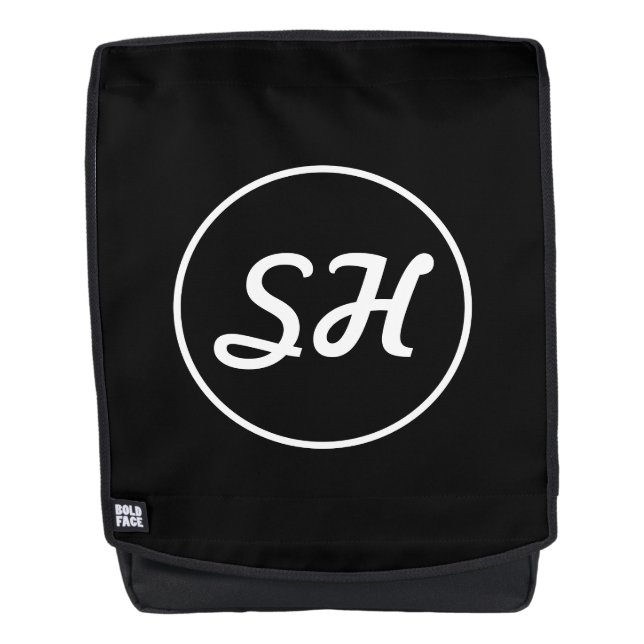 Sac À Dos Style Rétro-Moderne Monogramme | Noir & Blanc (Devant)