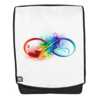 Symbole d'infini avec plume arc-en-ciel