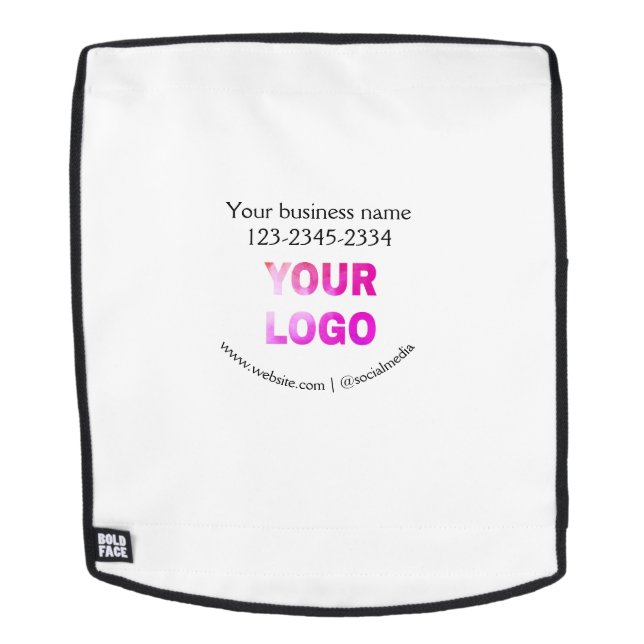 Sac À Dos texte simple minimal ajoutez votre logo/conception (Devant amovible)