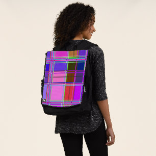 Sac À Dos Tissu à carreaux rose motif Madras