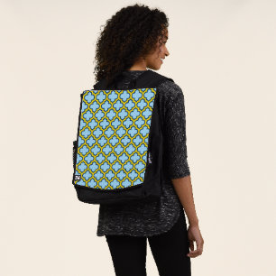 Sac À Dos Trellis bleu et jaune, treillis, Quatrefoil