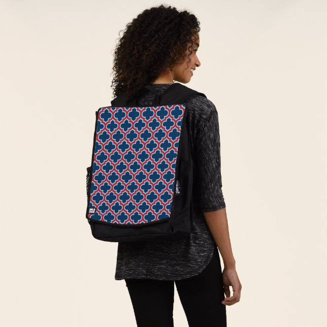 Sac À Dos Trellis marocain bleu et rouge, treillis, Quatrefo (Porté)