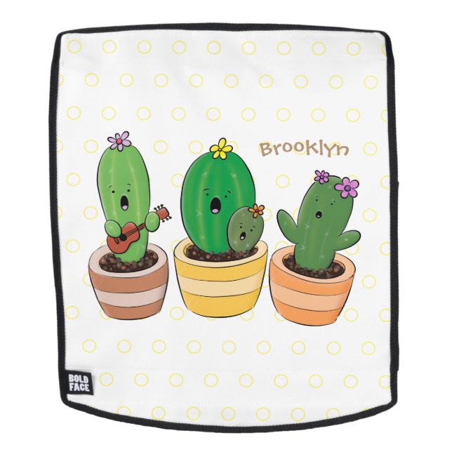 Sac À Dos Trio de cactus mignons chantant illustration de de (Devant amovible)