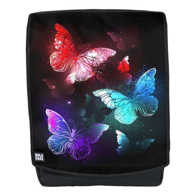 Sac À Dos Trois papillons brillants sur l'arrière - plan de  (Devant)
