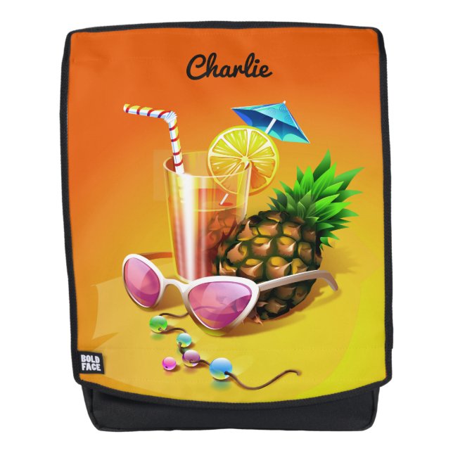 Sac À Dos Tropical Drink dossier de nom personnalisé (Devant)