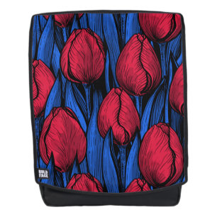 Sac À Dos Tulipes en rouge et bleu