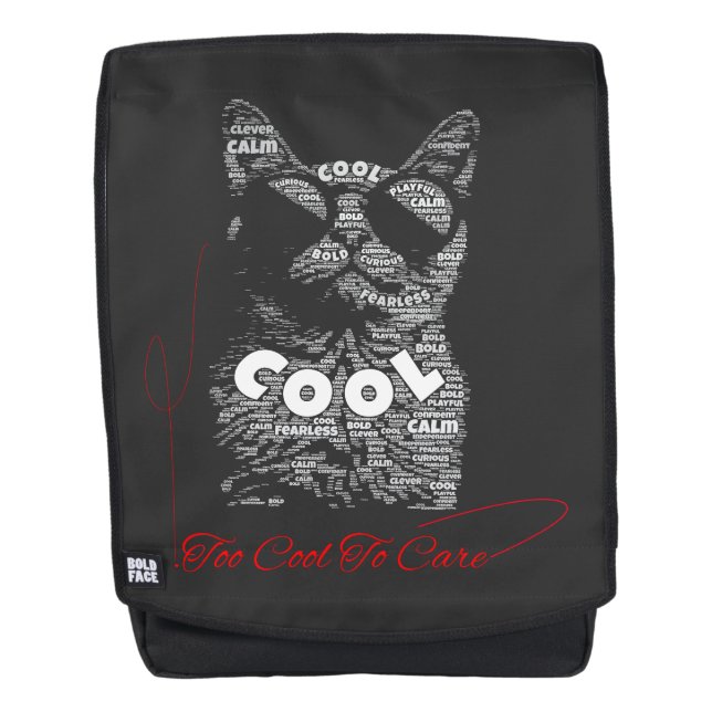 Sac À Dos Typographie de chat Too Cool To Care (Devant)