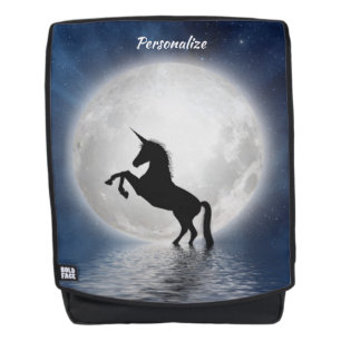 Sac À Dos Unicorne Silhouette Pleine lune Océan Personnalise