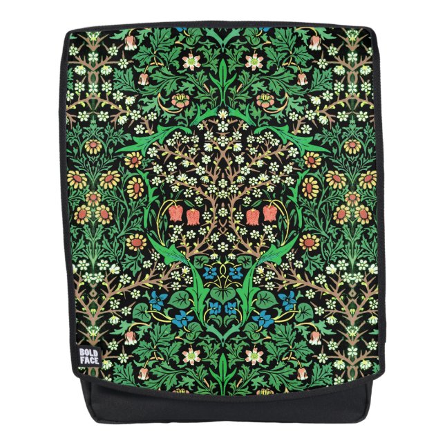 Sac À Dos William Morris Jacobean Floral, Arrière - plan noi (Devant)