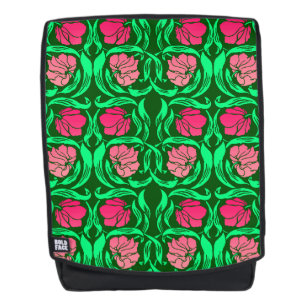 Sac À Dos William Morris Pimpernel, rose corail et vert