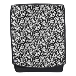 Sac À Dos William Morris Thistle Damask, noir et blanc