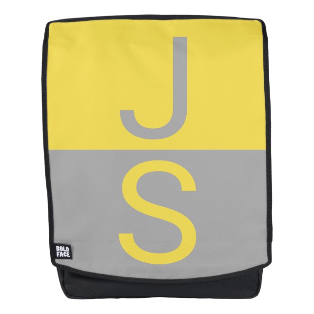 Sac À Dos Yellow & Grey Modern Initials monogram (Devant)
