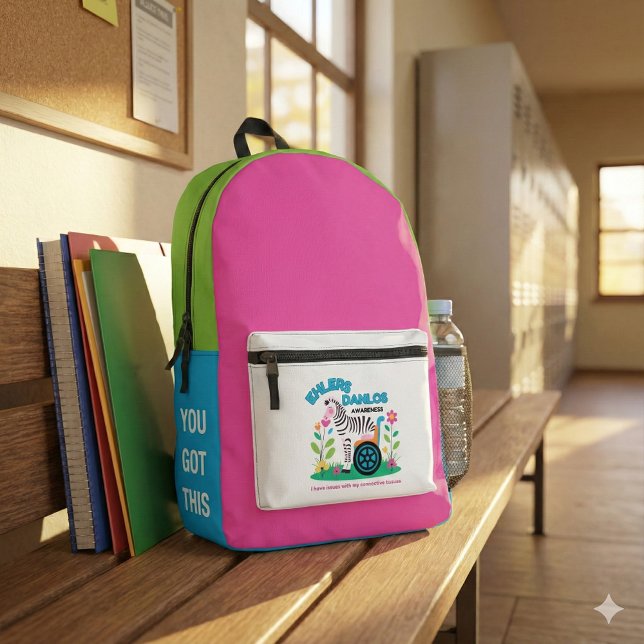 Sac à dos Zebra Sensibilisation EDS (Empower someone special with this EDS Awareness "You got this" zebra backpack! )