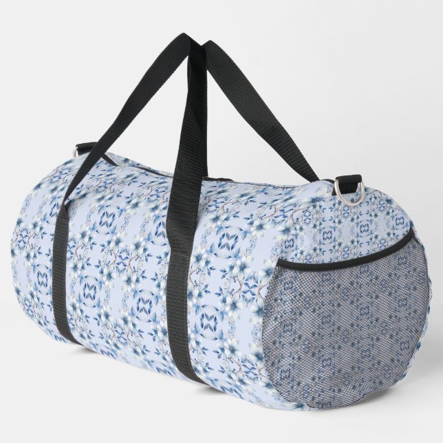 Sac à duffle à fleurs bleues botaniques (Coin droit)