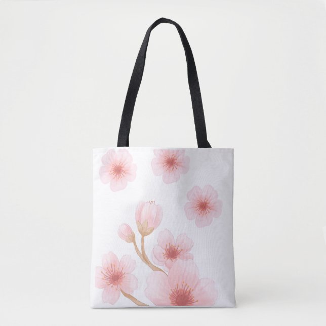Sac à épaule esthétique à fleurs de cerisier rose  (Devant)