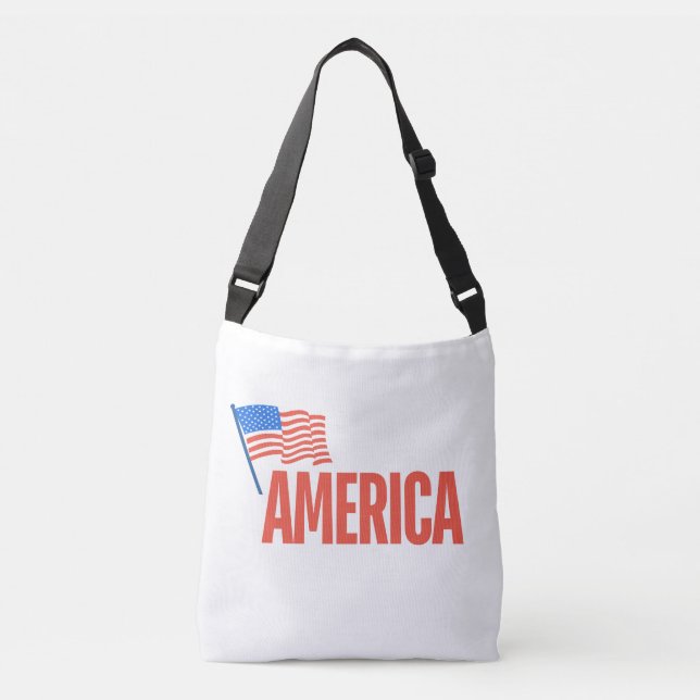 Sac à épaule patriotique "AMERICA" avec drapeau am (Devant)