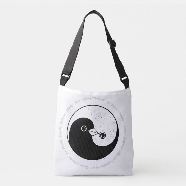 Sac à épaules b/w Yin Yang colombe harmonie (Devant)