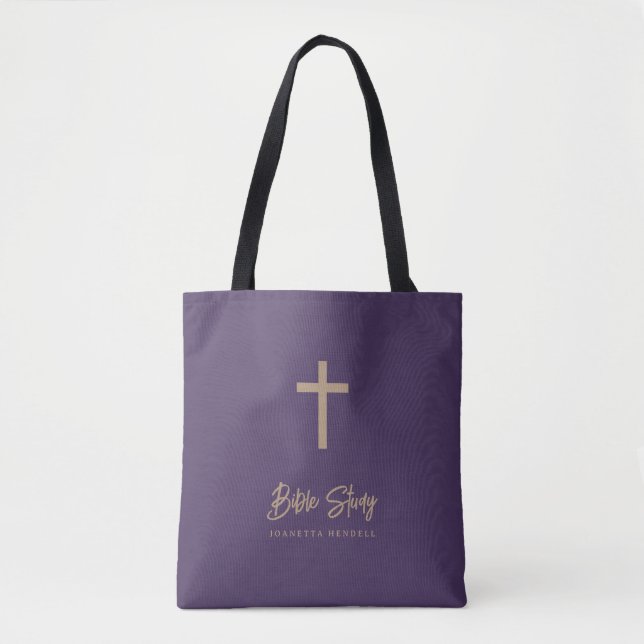 Sac à Étude de Bible Personnalisé Violet Écriture  (Devant)