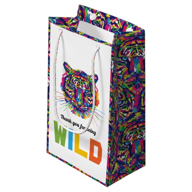 Sac à Faveurs Tigre Sauvage, Merci (Devant Angle)