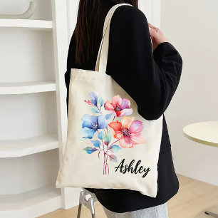 Sac à fleurs aquarelle personnalisé pour demoisell