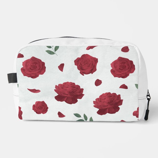 Sac à fleurs imprimées roses rouges coupé et cousu (Recto)
