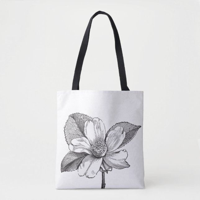 Sac à fleurs noir et blanc (Devant)