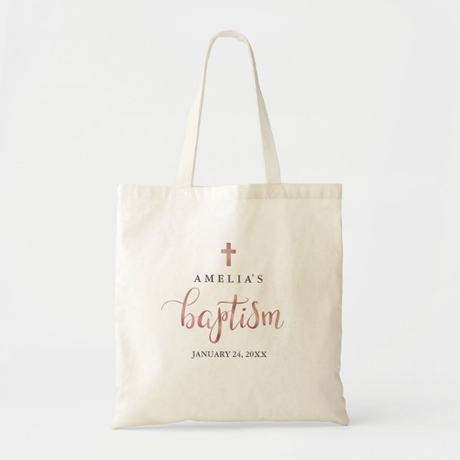 Sac à langer en or rose élégant pour baptême (Devant)