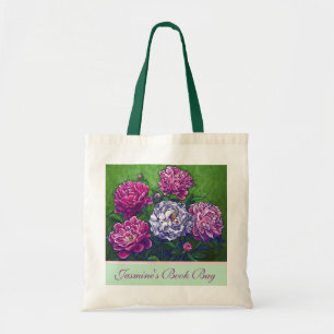 Sac à livre personnalisé aux pivoines