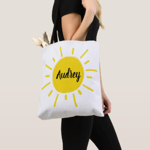Sac à livres soleil jaune fantaisiste peint par le