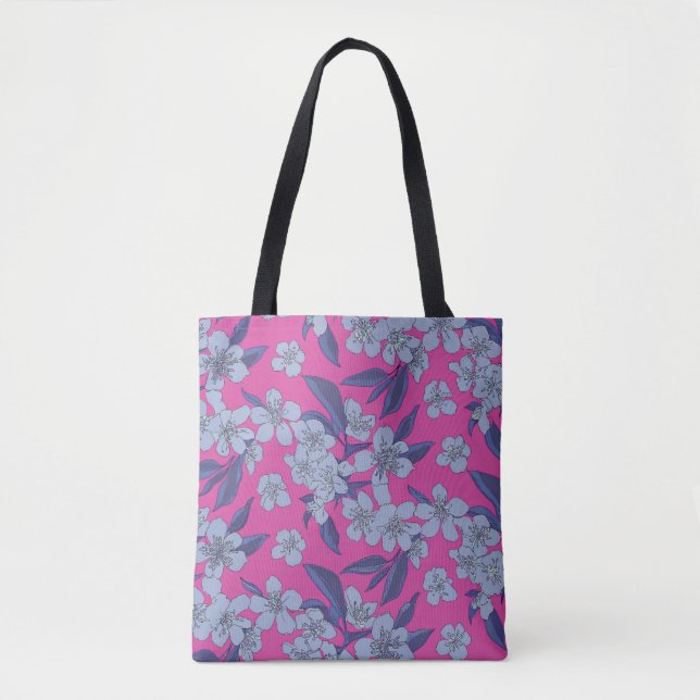 Sac à main à fleurs rose vif sur l'épaule (Devant)