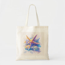 Sac à main à l'aquarelle en forme d'étoile de mer 