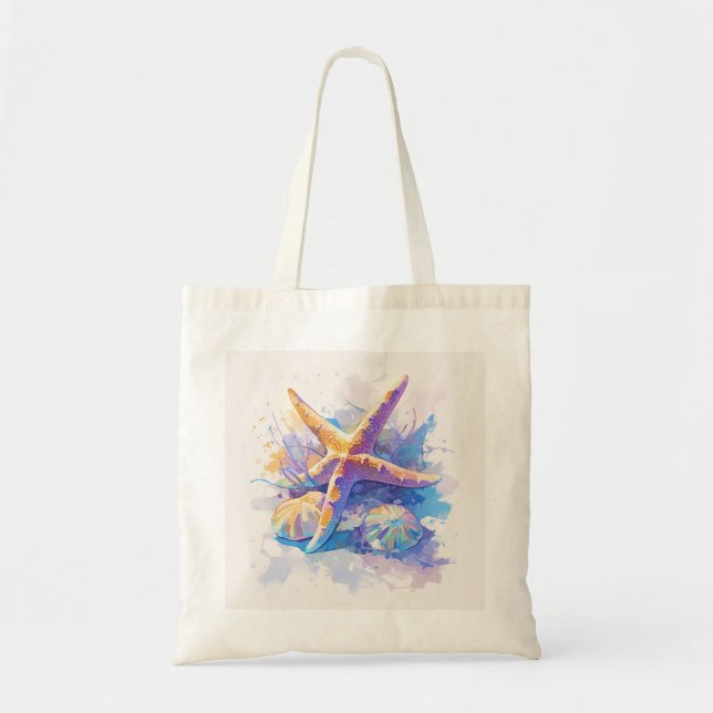 Sac à main à l'aquarelle en forme d'étoile de mer  (Devant)
