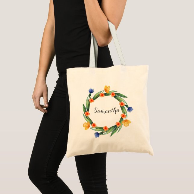 Sac à main à monogramme couronne de fleurs sauvage (Devant (produit))