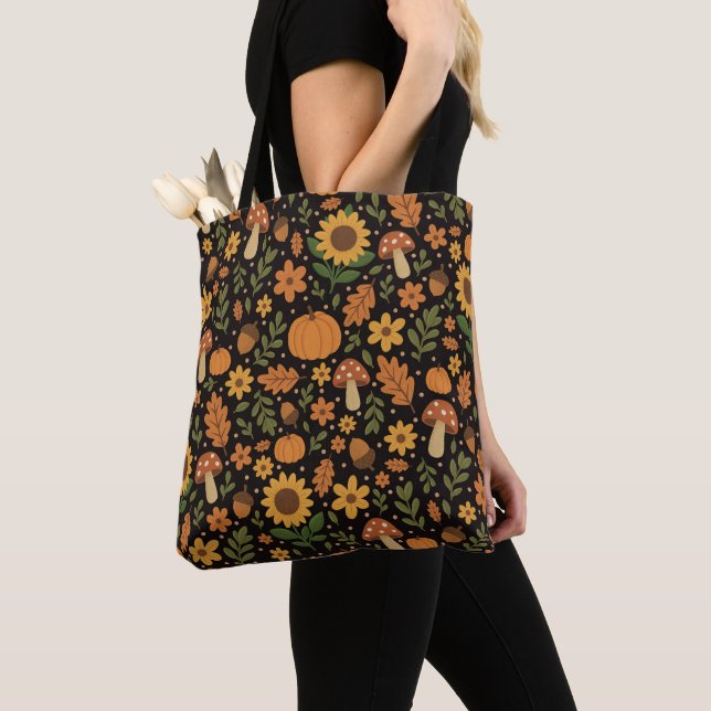 Sac à main à motif automnal rustique dessiné à la  (De près)