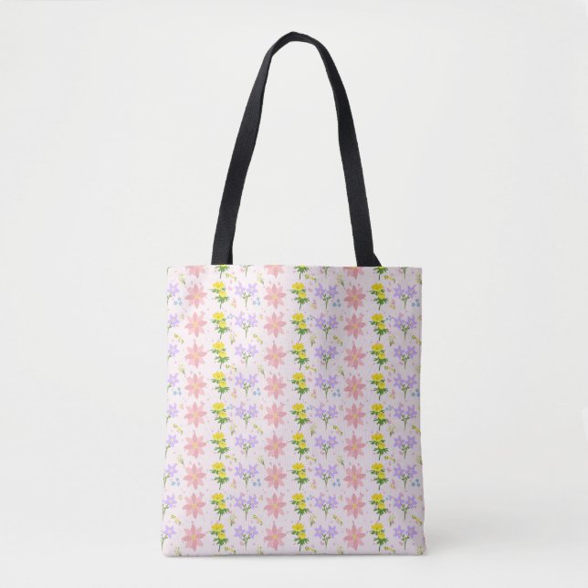 Sac à main à motif de fleurs sauvages pastel doux (Devant)