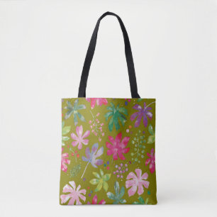 Sac à main à motif floral tropical vert olive