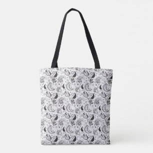 Sac à main à motifs paisley noir et blanc