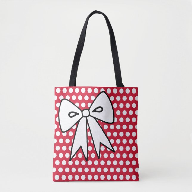 Sac à main à pois rouges avec nœud papillon (Devant)