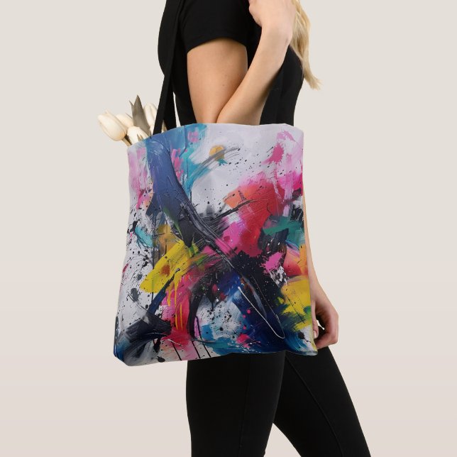 Sac à main abstrait rose jaune moderne Tot (De près)