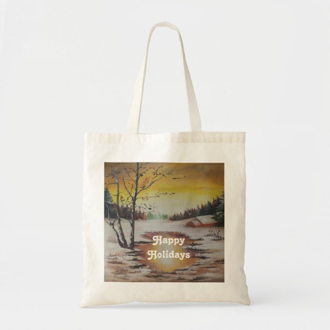 Sac à main Ann Hayes Peinture Scène d'hiver (Devant)
