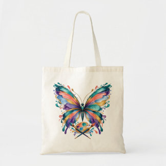 Sac à main aquarelle papillon d'artiste coloré