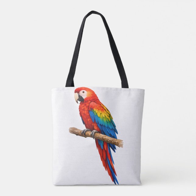 Sac à main aquarelle vibrant perroquet Ara écarlat (Dos)