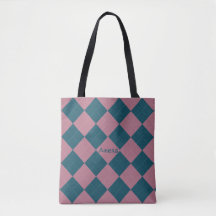 Sac à main argyle motif bleu océan rose