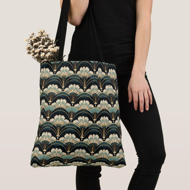 Sac à main Art Déco à motif d'éventail (De près)