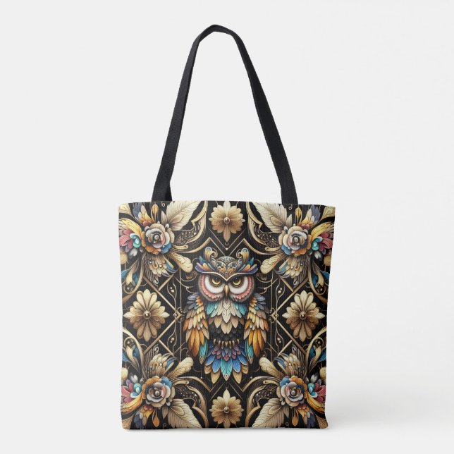 Sac à main Art déco hiboux arc-en-ciel (Dos)