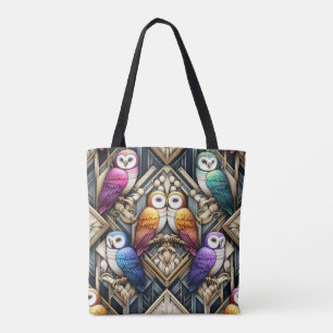 Sac à main Art déco hiboux arc-en-ciel