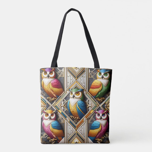 Sac à main Art déco hiboux arc-en-ciel (Dos)