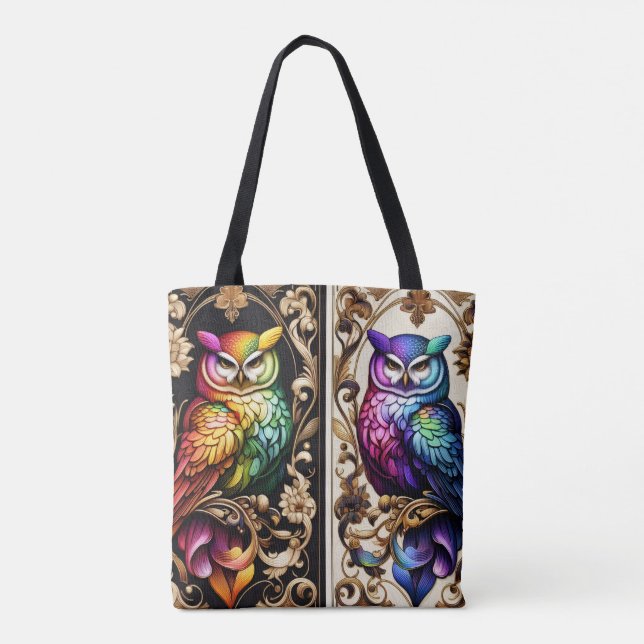 Sac à main Art déco hiboux arc-en-ciel (Dos)