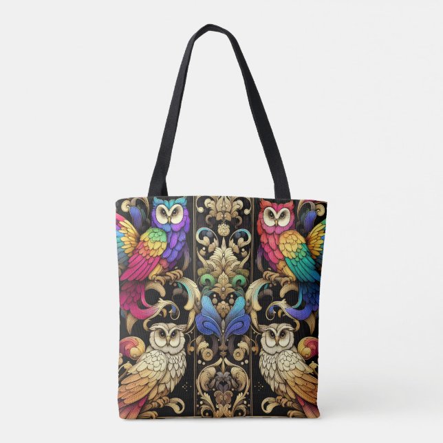 Sac à main Art Déco Hiboux Arc-en-ciel (Dos)